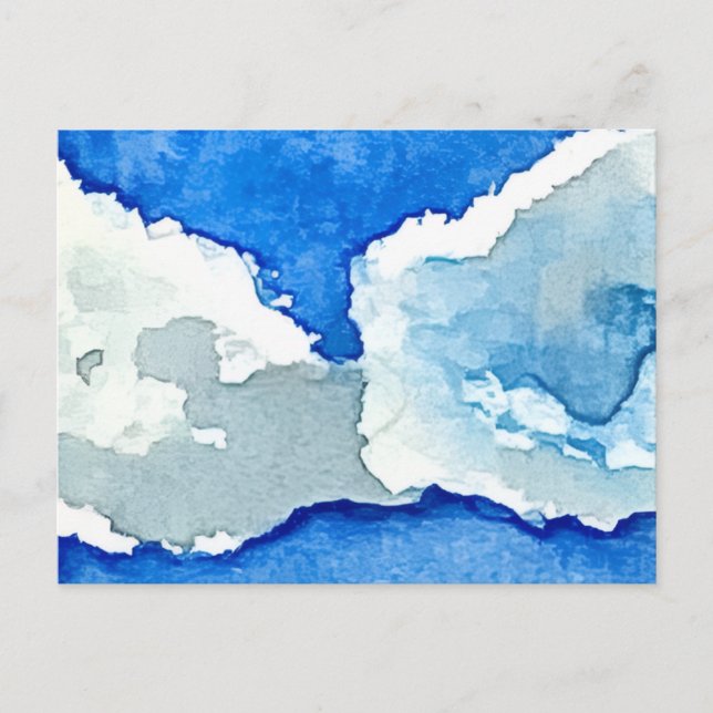 Cartão Postal Watercolor Two Clouds Painting (Frente)