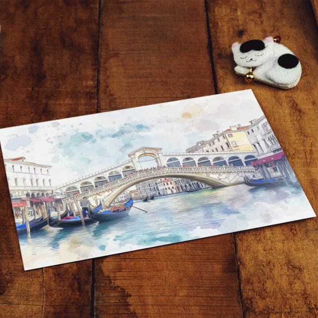 Cartão Postal Watercolor Venice, Itália (Criador carregado)
