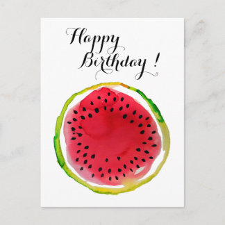 Cartão Postal Watercolor Watermelon Summer