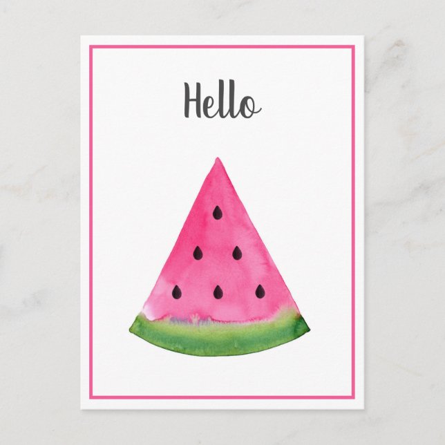 Cartão Postal Watercolor Watermelon Wedge (Frente)