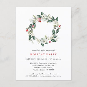 Cartão Postal Watercolor Winter Greenery Foliday Party
