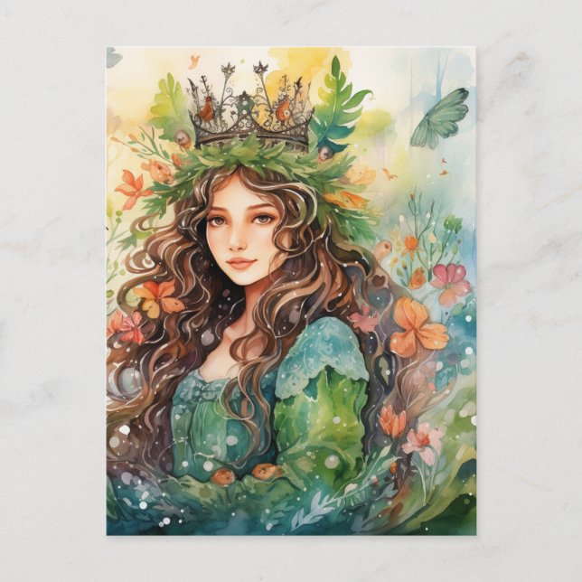 Cartão Postal Watercolour Forest Princess (Frente)