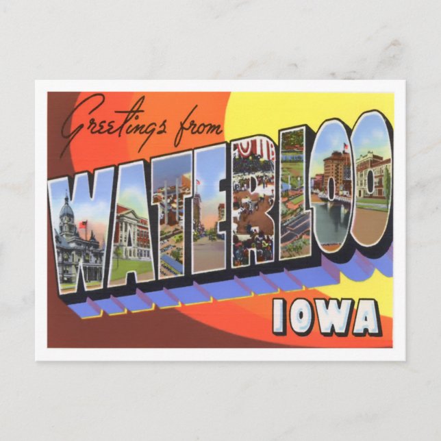 Cartão Postal Waterloo, Iowa Vintage — Cartão-postal (Frente)