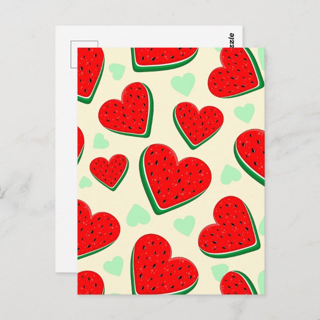 Cartão Postal Watermelon Heart Dia de os namorados Palestina Liv (Frente/Verso)