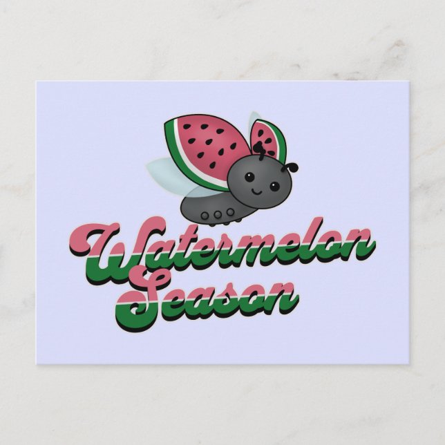 Cartão Postal Watermelon Season Ladybug (Frente)