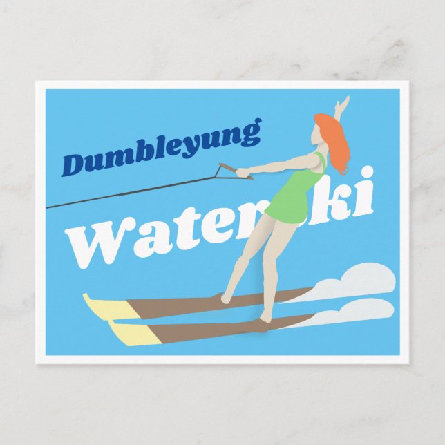 Cartão Postal Waterski, estilo Vintage (Frente)