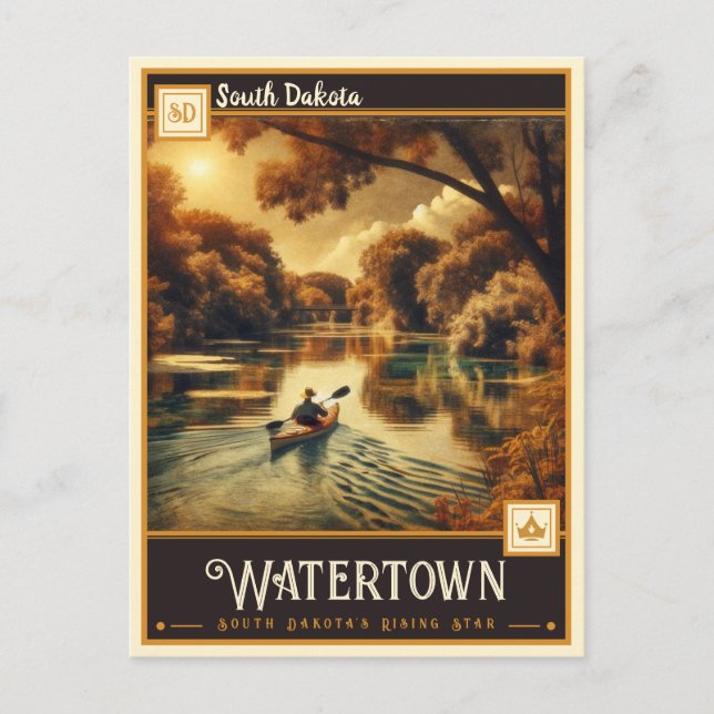 Cartão Postal Watertown (Dakota do Sul) | Vintage (Frente)