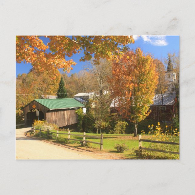 Cartão Postal Waterville Vermont Covered Bridge and Village (Frente)