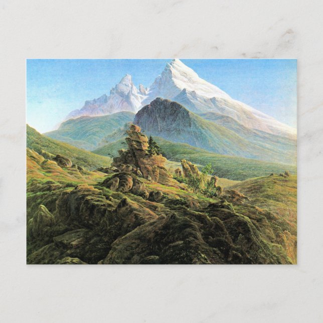 Cartão Postal Watzmann, belas artes de Caspar David Friedrich (Frente)