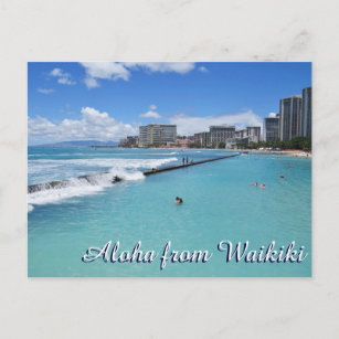 Cartão Postal Waves Waikiki Beach Honolulu Hawaii Oceano Pacífic