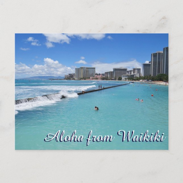 Cartão Postal Waves Waikiki Beach Honolulu Hawaii Oceano Pacífic (Frente)