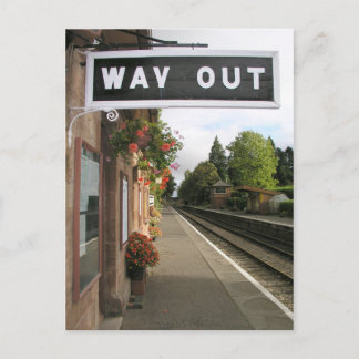 Cartão Postal Way Out, estação Crowcombe Heathfield Somerset