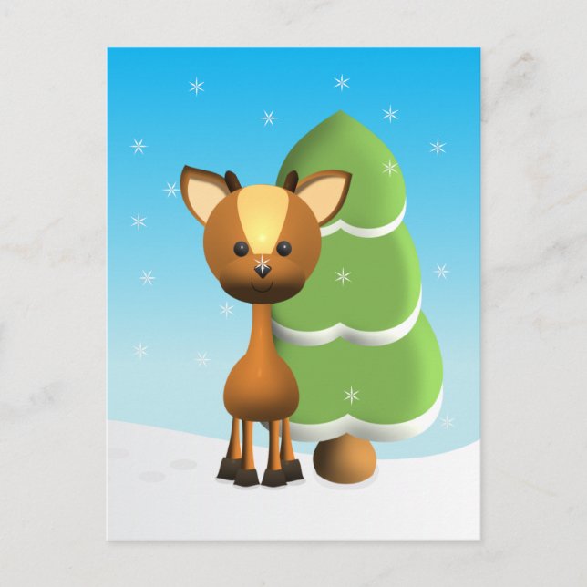 Cartão Postal Wayne Deer na neve (Frente)
