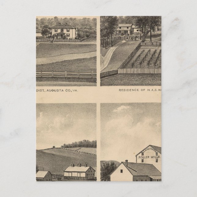 Cartão Postal Waynesboro, distrito de Augusta (Frente)