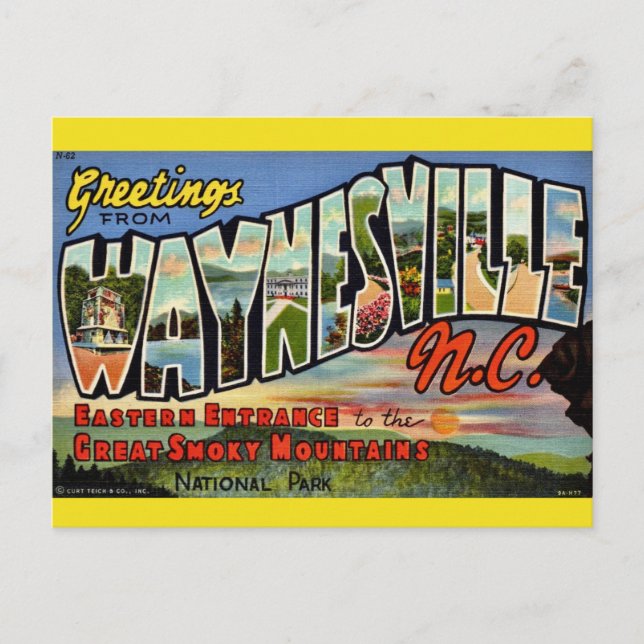 Cartão Postal Waynesville Great Smoky Mountains (Frente)