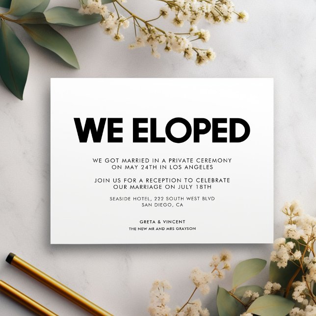 Cartão Postal We eloped Modern wedding announcement (Criador carregado)