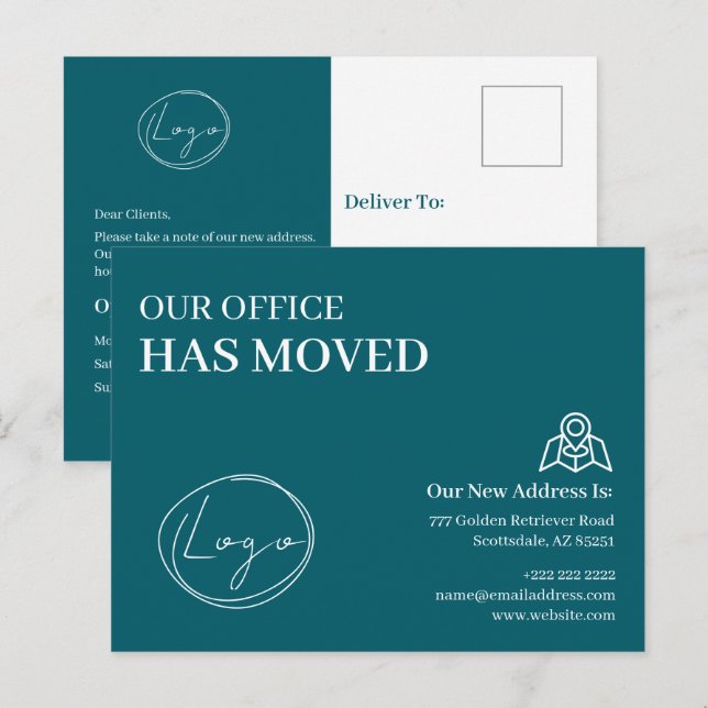 Cartão Postal We Have Moved Office Business Address Change (Frente/Verso)