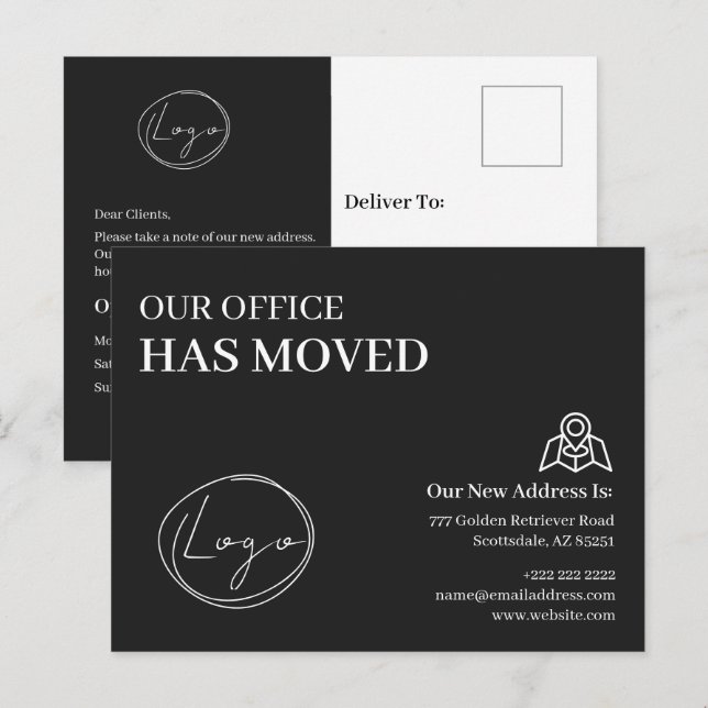 Cartão Postal We Have Moved Office Business Address Change (Frente/Verso)