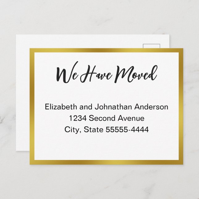 Cartão Postal We Have Moved Script White Moving Announcement (Frente/Verso)