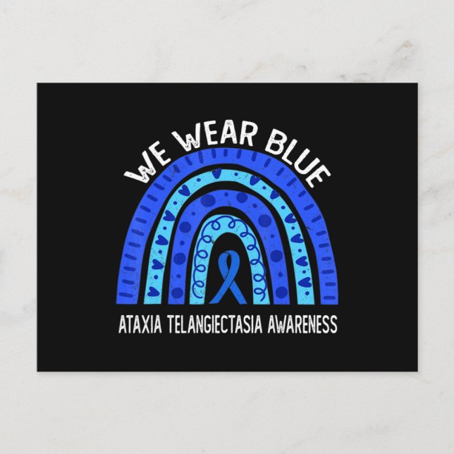 Cartão Postal We Wear Blue For Ataxia Telangiectasia Awareness T (Frente)