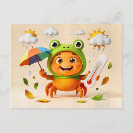 Cartão Postal Weather Crab Measuring Climate With Rainbow Umbrel