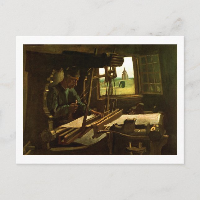 Cartão Postal Weaver perto de uma janela aberta Van Gogh Fine Ar (Frente)