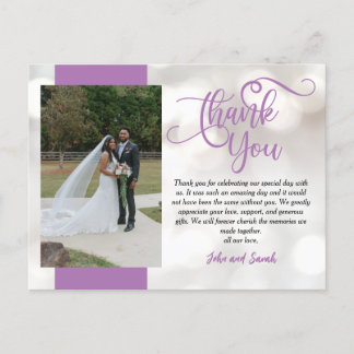 Cartão Postal Wedding Bokeh Obrigado Nota Cartão-postal