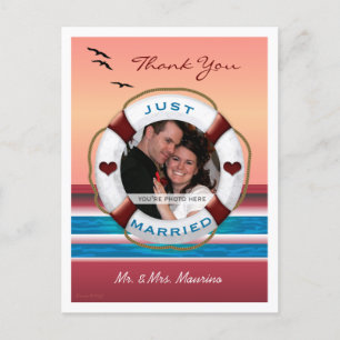 Cartão Postal Wedding Cruise Obrigado Foto Quadro - Cartão-posta