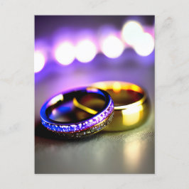 Cartão Postal Wedding Rings Engagement Romance and Love AI