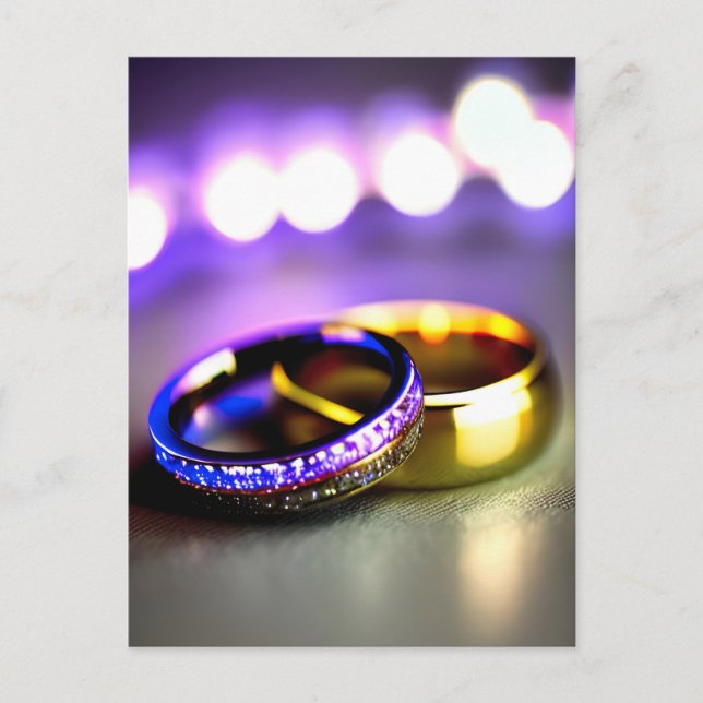 Cartão Postal Wedding Rings Engagement Romance and Love AI (Frente)