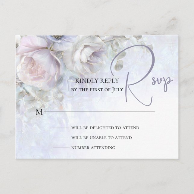 Cartão Postal WEDDING RSVP CARD | Pastel Peonies  (Frente)