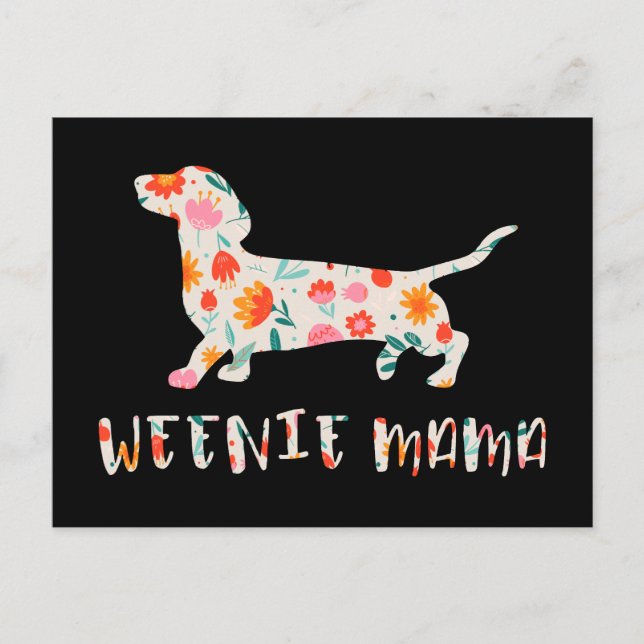 Cartão Postal Weenie Mama Dachshund floral (Frente)