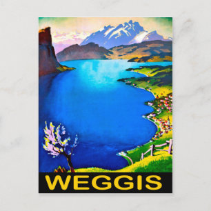 Cartão Postal Weggis, vista sobre o lago de Luzerna, Suiça