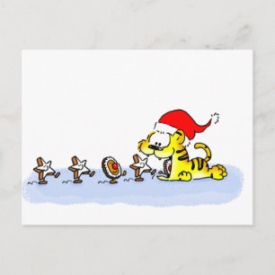 Cartão Postal Weihnachten mit Kuscheltiger