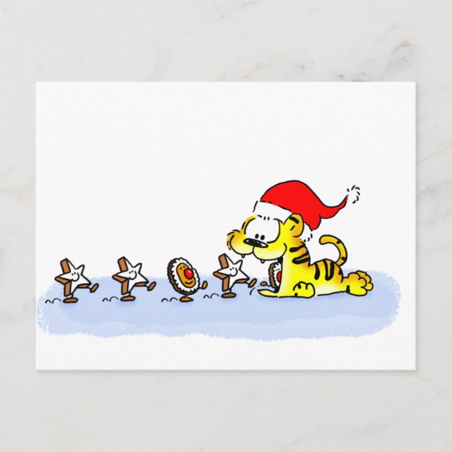 Cartão Postal Weihnachten mit Kuscheltiger (Frente)