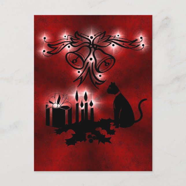 Cartão Postal Weihnachts Ornamente mit Sterne und Katze (Frente)