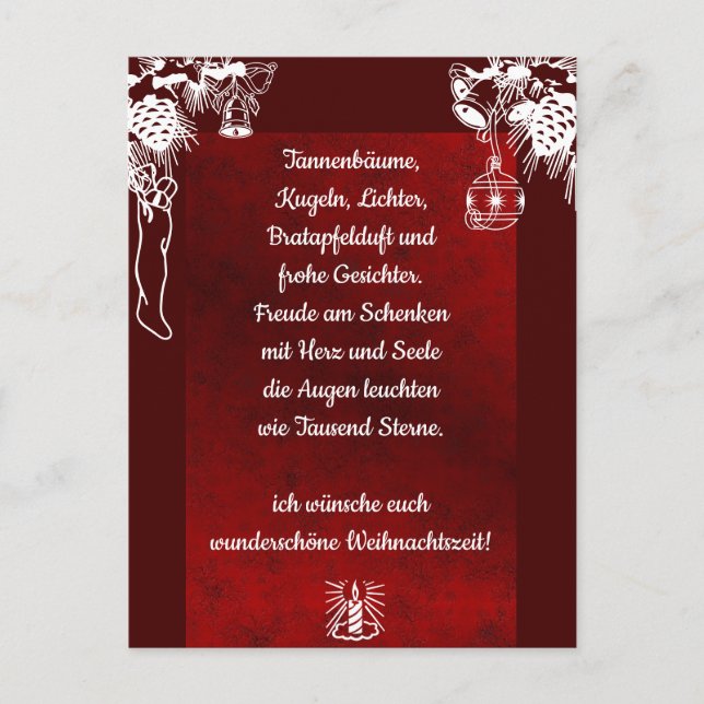 Cartão Postal Weihnachtsgedicht Deutsch, Adicione Seu Cartão-Pos (Frente)