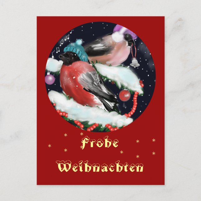 Cartão Postal Weihnachtsgruss, Dompfaff (Frente)