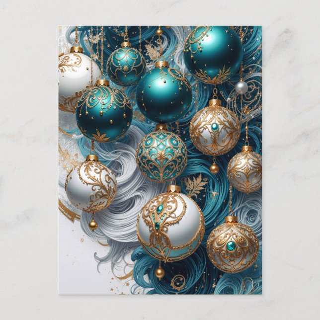 Cartão Postal Weihnachtskarte Postkarte mit luxuriösen Ornamente (Frente)