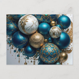 Cartão Postal Weihnachtskugeln Gold Blau Luxus Fest Standard