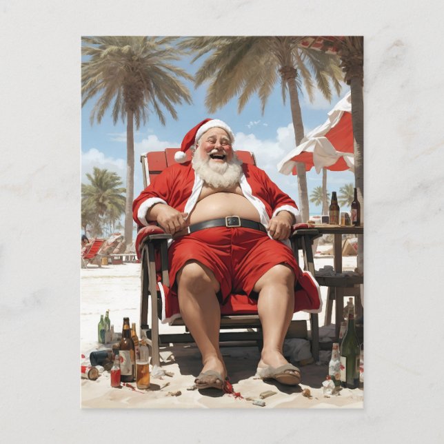 Cartão Postal Weihnachtsmann im Urlaub (Frente)