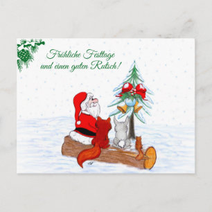 Cartão Postal Weihnachtsmann Kaninchen Fox Eichhörnchen, Deutsch
