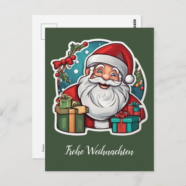 Cartão Postal Weihnachtsmann mit Geschenken -  (Frente/Verso)