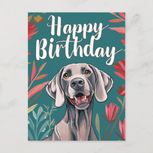 Cartão Postal Weimaraner Birthday