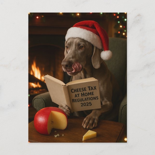 Cartão Postal Weimaraner 'Cheese Tax' Christmas postcard (Frente)