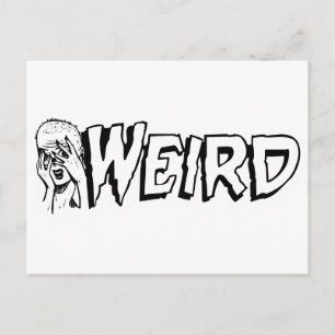 Cartão Postal WEIRD - Rapariga do Monstro Retro Preta e Branca