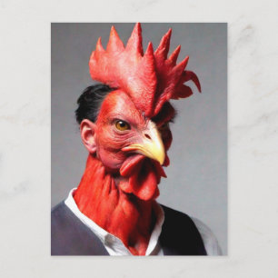 Cartão Postal Weird Rooster Cara