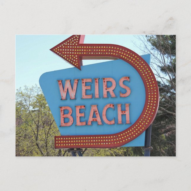 Cartão Postal Weirs Beach New Hampshire Vintage Sign (Frente)