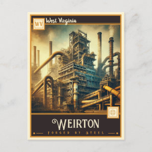 Cartão Postal Weirton, Virgínia Ocidental Vintage