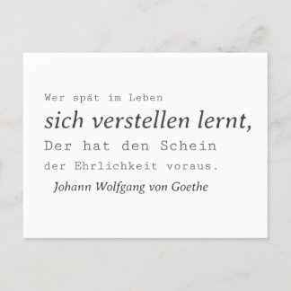Cartão Postal Weisse Goethe Zitat Sich verstellen lernen